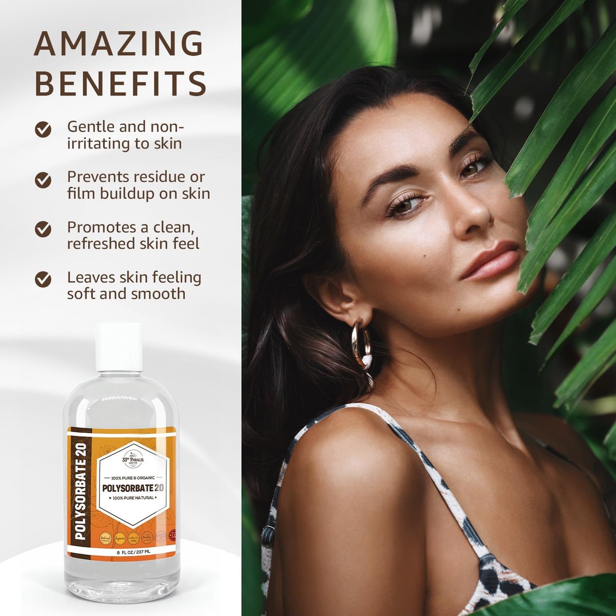 Polysorbate 20 (16oz) | USP Grade - Tween 20 Gentle Natural Emulsifier & Solubilizer for Essential Oils, Fragrances, Sprays, Lotions, Shampoos | Improves Stability & Clarity | 16 OUNCES Avelisse