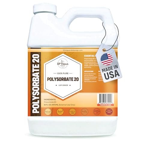 Polysorbate 20 (16oz) | USP Grade - Tween 20 Gentle Natural Emulsifier & Solubilizer for Essential Oils, Fragrances, Sprays, Lotions, Shampoos | Improves Stability & Clarity | 16 OUNCES Avelisse