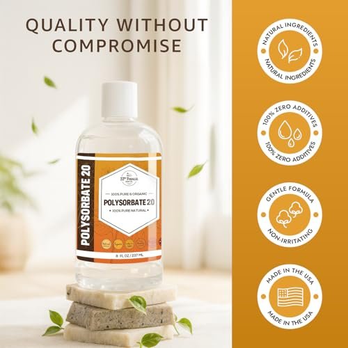 Polysorbate 20 (16oz) | USP Grade - Tween 20 Gentle Natural Emulsifier & Solubilizer for Essential Oils, Fragrances, Sprays, Lotions, Shampoos | Improves Stability & Clarity | 16 OUNCES Avelisse