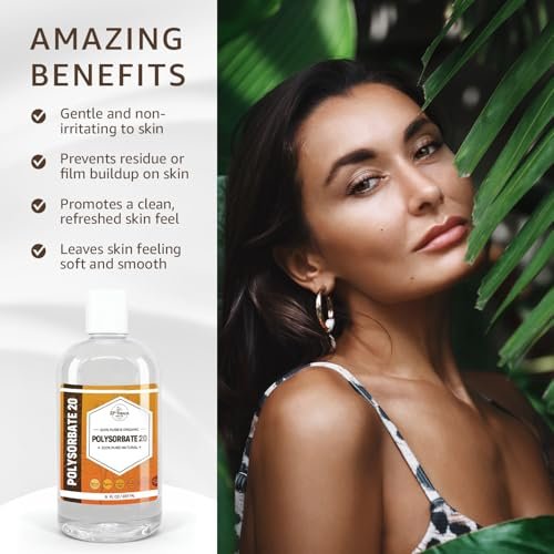 Polysorbate 20 (16oz) | USP Grade - Tween 20 Gentle Natural Emulsifier & Solubilizer for Essential Oils, Fragrances, Sprays, Lotions, Shampoos | Improves Stability & Clarity | 16 OUNCES Avelisse