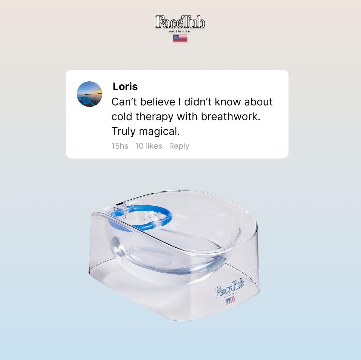The FaceTub Cold Ice Bath - Premium Face Bowl for Ice, Vagus Nerve Stimulator, Facial Cold Plunge for Skin Health & Relaxation with Breathing Tubes (Clear) Avelisse