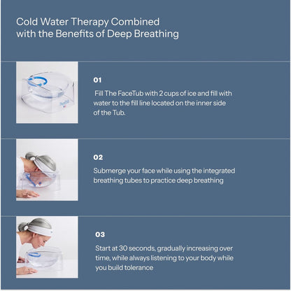 The FaceTub Cold Ice Bath - Premium Face Bowl for Ice, Vagus Nerve Stimulator, Facial Cold Plunge for Skin Health & Relaxation with Breathing Tubes (Clear) Avelisse