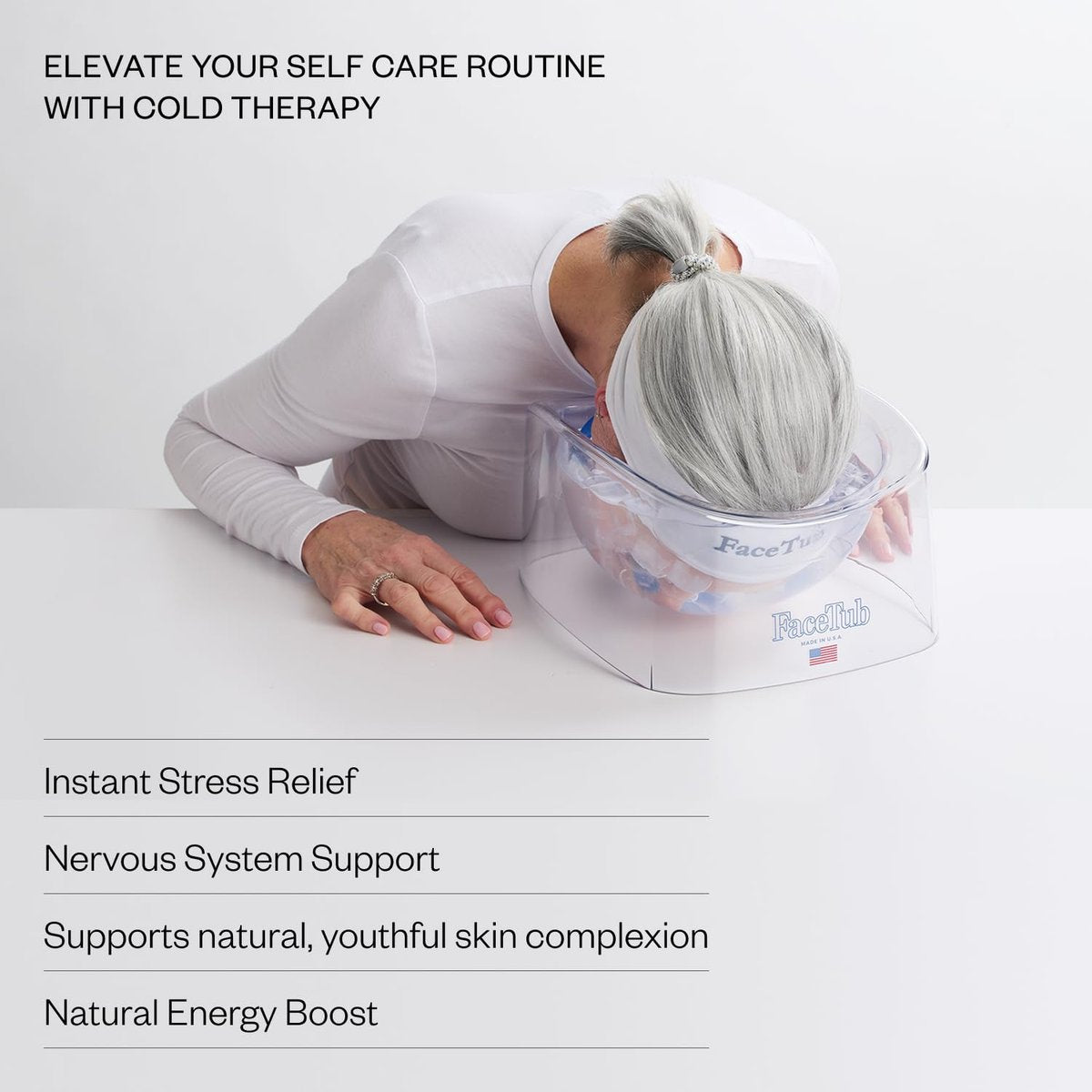 The FaceTub Cold Ice Bath - Premium Face Bowl for Ice, Vagus Nerve Stimulator, Facial Cold Plunge for Skin Health & Relaxation with Breathing Tubes (Clear) Avelisse