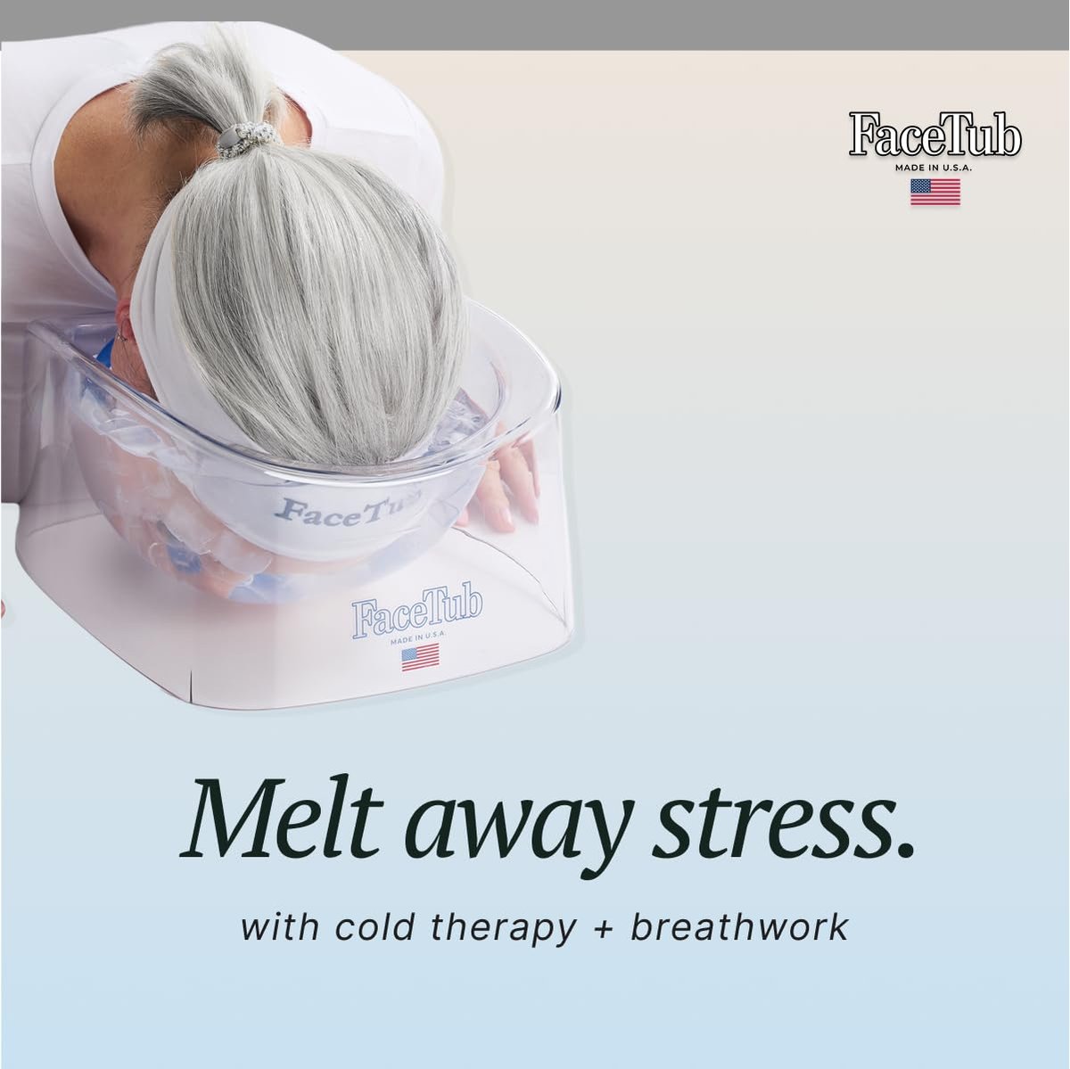 The FaceTub Cold Ice Bath - Premium Face Bowl for Ice, Vagus Nerve Stimulator, Facial Cold Plunge for Skin Health & Relaxation with Breathing Tubes (Clear) Avelisse