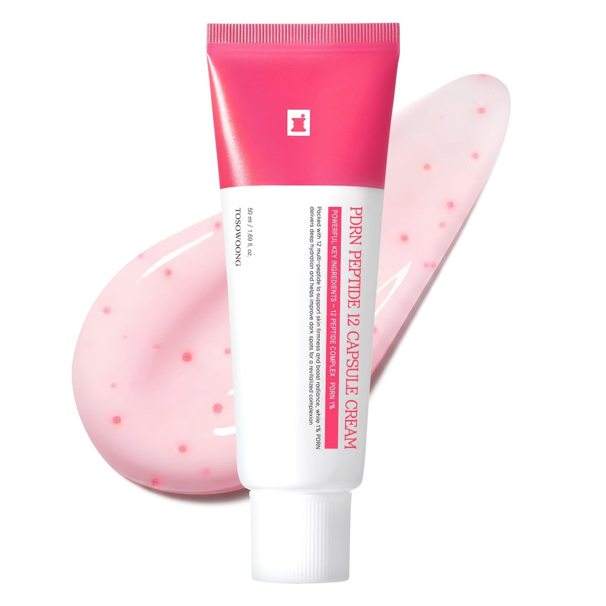 TOSOWOONG PDRN Peptide 12 Capsule Cream - Salmon DNA 10,000ppm, 12 Peptides Anti-Aging Moisturizer with 8 Hyaluronic Acids, Korean Skincare, 50ml Avelisse