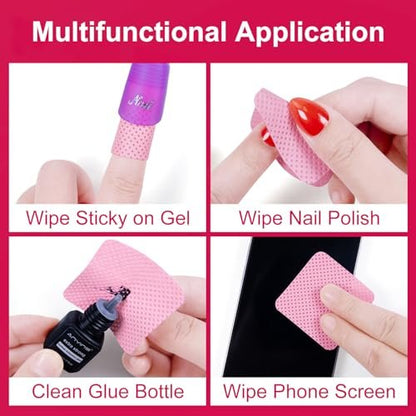 ANYINS Lint Free Nail Wipes 1200 PCS - Non-Woven Fabric Clean Pads for Eyelash Extension & Nail Polish Remover, Super Absorbent Soft Prep Cotton Pads for Salon, Home DIY