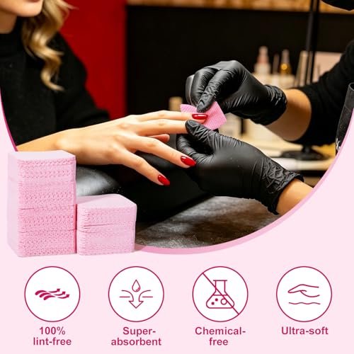 ANYINS Lint Free Nail Wipes 1200 PCS - Non-Woven Fabric Clean Pads for Eyelash Extension & Nail Polish Remover, Super Absorbent Soft Prep Cotton Pads for Salon, Home DIY - görsel 18