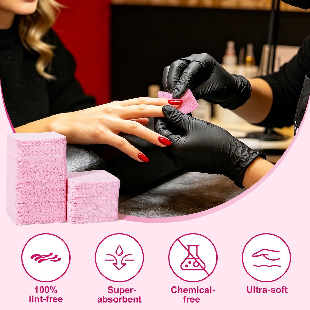 ANYINS Lint Free Nail Wipes 1200 PCS - Non-Woven Fabric Clean Pads for Eyelash Extension & Nail Polish Remover, Super Absorbent Soft Prep Cotton Pads for Salon, Home DIY - görsel 17