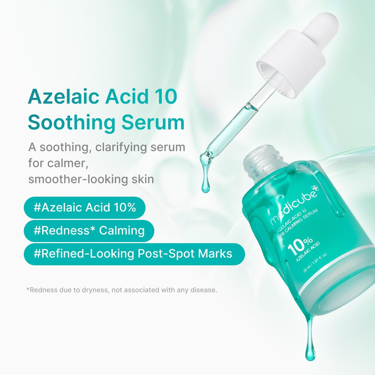 medicube Azelaic Acid 10 Soothing Serum – Clarifying Serum for Troubled & Oily-Prone Skin with B3+B5 – Korean Skincare 30ml Avelisse