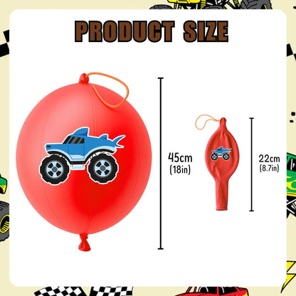 Monster Truck Party Favors – 72 PCS Temporary Tattoos and Punch Balloons for Boys Girls Birthday Decorations Goodie Bag Fillers Classroom Rewards
