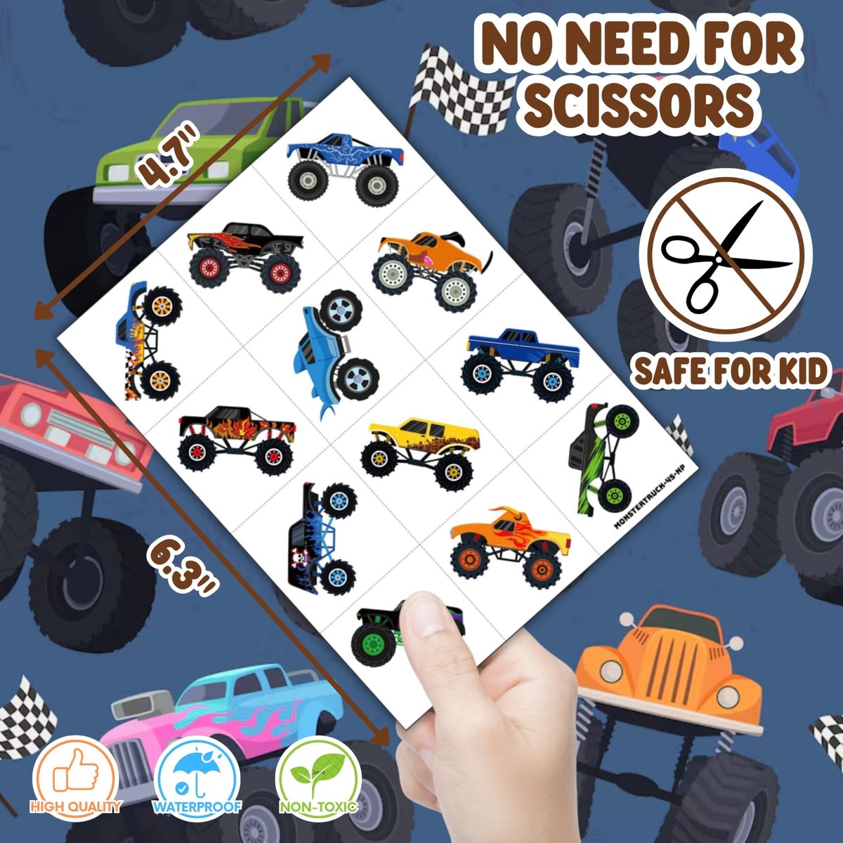 Monster Truck Party Favors – 72 PCS Temporary Tattoos and Punch Balloons for Boys Girls Birthday Decorations Goodie Bag Fillers Classroom Rewards - görsel 13