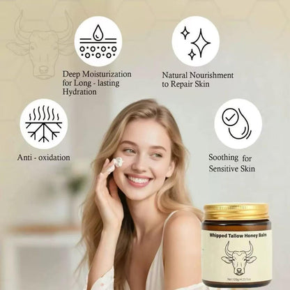 SURORAIN Whipped Tallow Honey Lip Balm & Body Balm – Grass-Fed Tallow Skin Cream for Deep Moisturization, Dry Skin Relief Avelisse