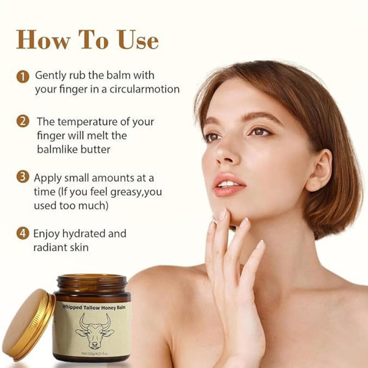SURORAIN Whipped Tallow Honey Lip Balm & Body Balm – Grass-Fed Tallow Skin Cream for Deep Moisturization, Dry Skin Relief Avelisse