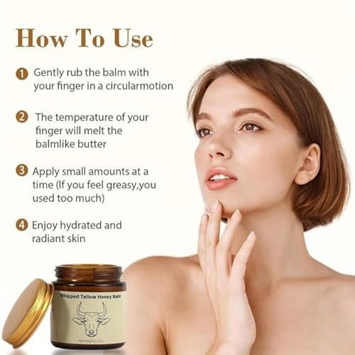 SURORAIN Whipped Tallow Honey Lip Balm & Body Balm – Grass-Fed Tallow Skin Cream for Deep Moisturization, Dry Skin Relief Avelisse
