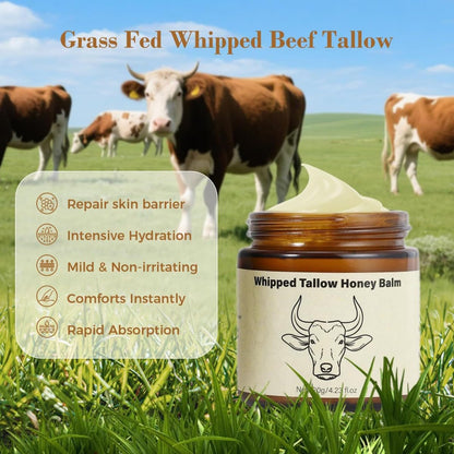 SURORAIN Whipped Tallow Honey Lip Balm & Body Balm – Grass-Fed Tallow Skin Cream for Deep Moisturization, Dry Skin Relief Avelisse
