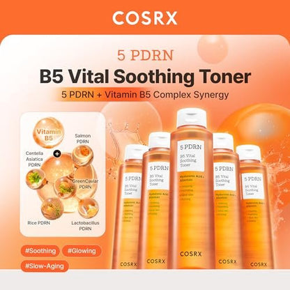 COSRX 5 PDRN B5 Vital Soothing Toner – Korean Skin Care with Salmon DNA & Panthenol (280ml/9.46 fl.oz.)