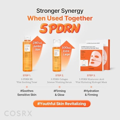 COSRX 5 PDRN B5 Vital Soothing Toner – Korean Skin Care with Salmon DNA & Panthenol (280ml/9.46 fl.oz.)
