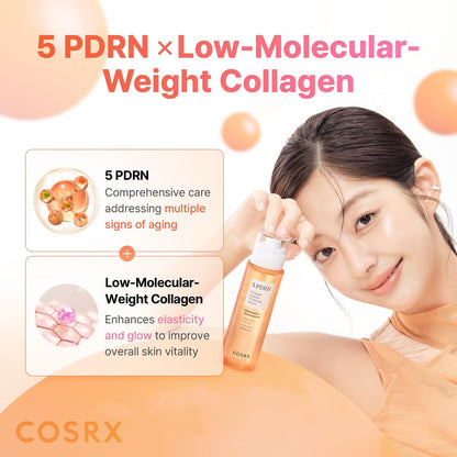 COSRX 5 PDRN Collagen Intense Vitalizing Serum – Firming & Glowing Korean Serum with Salmon DNA, Centella & Lactobacillus PDRN (3.38 fl.oz.) Avelisse