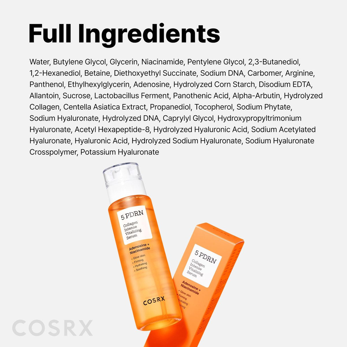 COSRX 5 PDRN Collagen Intense Vitalizing Serum – Firming & Glowing Korean Serum with Salmon DNA, Centella & Lactobacillus PDRN (3.38 fl.oz.) Avelisse
