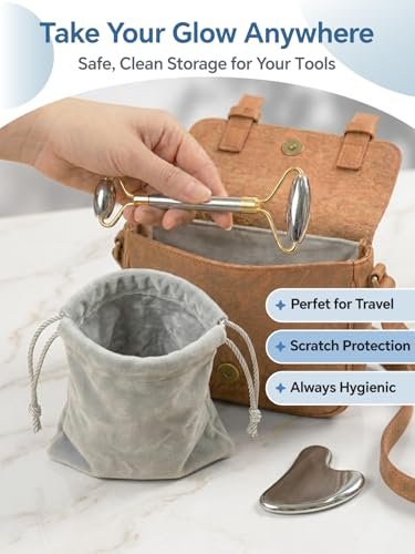 Stainless Steel Face Roller & Gua Sha Set - Facial Massager for Jawline Sculpting & Puffiness Reduction - görsel 12