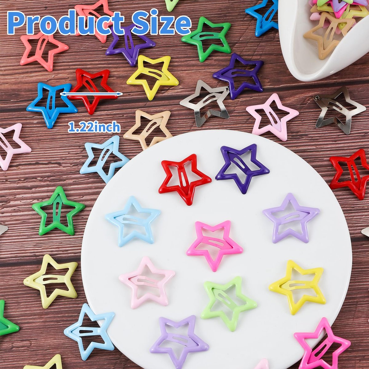 Secmity 55pcs 1.22" Star Hair Clips Cute Hair Clips for Girls Colorful Metal Snap Hair Barrettes for Women Star Hair Accessories for Daily Party - görsel 4