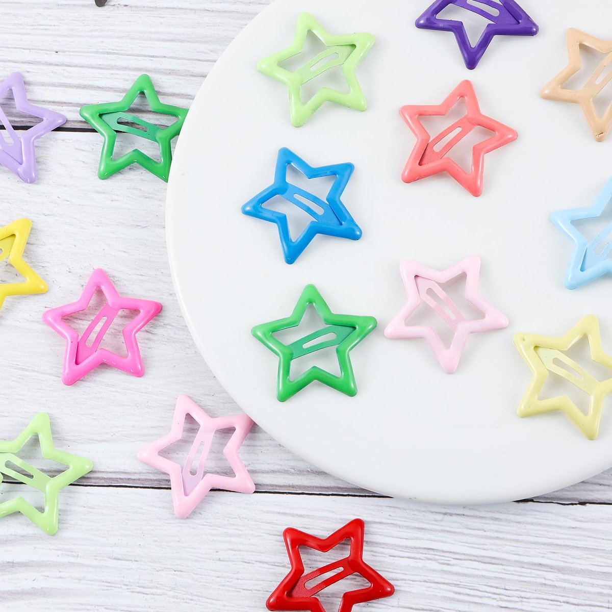Secmity 55pcs 1.22" Star Hair Clips Cute Hair Clips for Girls Colorful Metal Snap Hair Barrettes for Women Star Hair Accessories for Daily Party - görsel 8