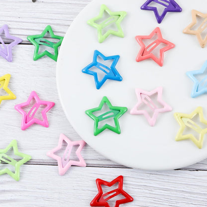Secmity 55pcs 1.22" Star Hair Clips Cute Hair Clips for Girls Colorful Metal Snap Hair Barrettes for Women Star Hair Accessories for Daily Party