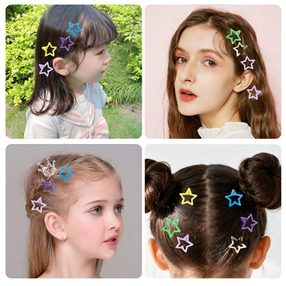Secmity 55pcs 1.22" Star Hair Clips Cute Hair Clips for Girls Colorful Metal Snap Hair Barrettes for Women Star Hair Accessories for Daily Party