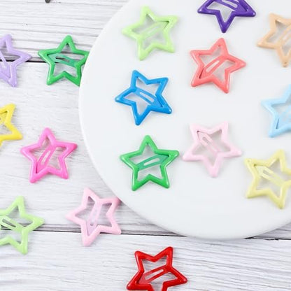 Secmity 55pcs 1.22" Star Hair Clips Cute Hair Clips for Girls Colorful Metal Snap Hair Barrettes for Women Star Hair Accessories for Daily Party