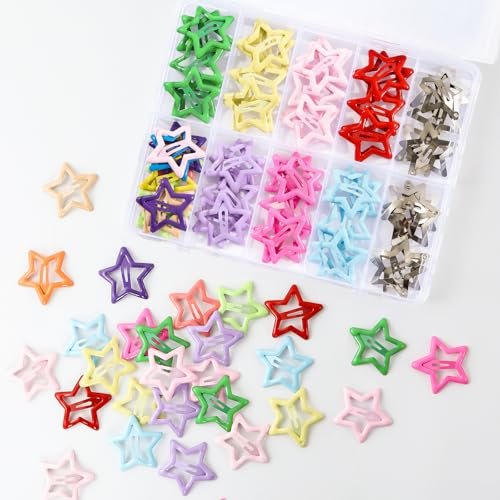 Secmity 55pcs 1.22" Star Hair Clips Cute Hair Clips for Girls Colorful Metal Snap Hair Barrettes for Women Star Hair Accessories for Daily Party - görsel 5