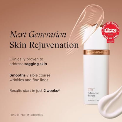 SkinMedica TNS Advanced+ Face Serum - Multi Peptide Serum to Reduce Wrinkles, Fine Lines, Improve Skin Tone & Texture (1 oz) Avelisse