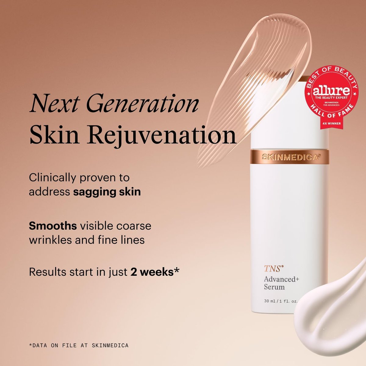 SkinMedica TNS Advanced+ Face Serum - Multi Peptide Serum to Reduce Wrinkles, Fine Lines, Improve Skin Tone & Texture (1 oz) Avelisse
