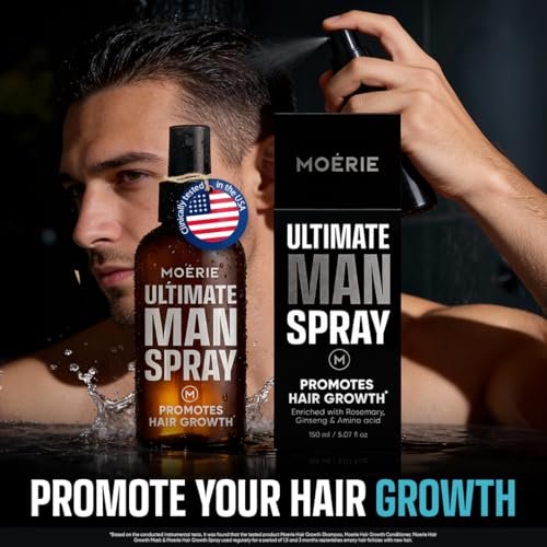 Moerie Ultimate Men Hair Growth Spray – Biotin & Rosemary Hair Loss Solution for Thinning Hair, 5.07 Fl Oz Avelisse