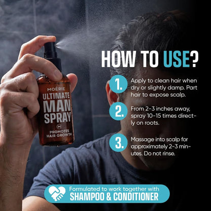 Moerie Ultimate Men Hair Growth Spray – Biotin & Rosemary Hair Loss Solution for Thinning Hair, 5.07 Fl Oz Avelisse