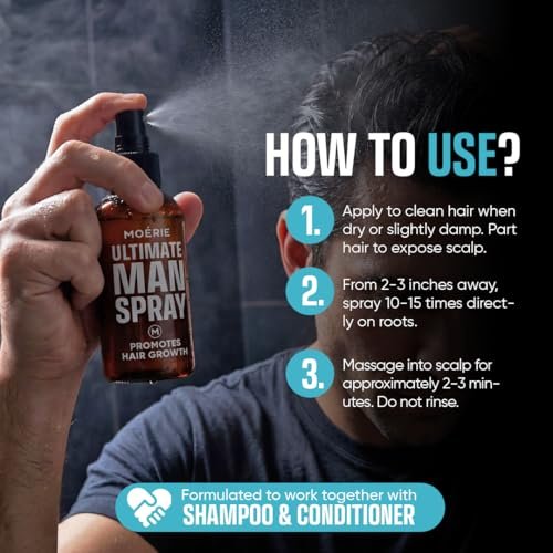 Moerie Ultimate Men Hair Growth Spray – Biotin & Rosemary Hair Loss Solution for Thinning Hair, 5.07 Fl Oz Avelisse