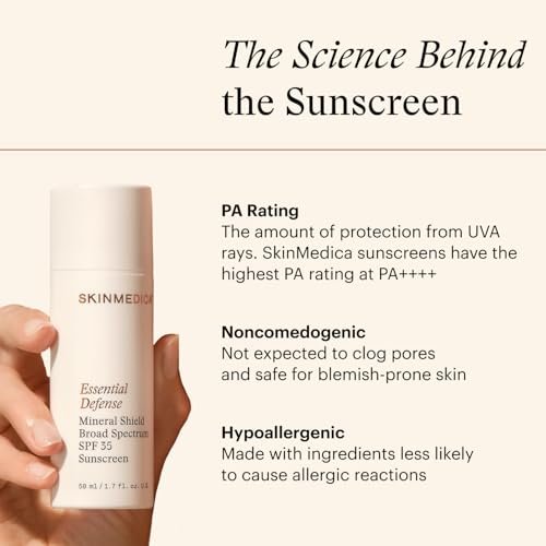 SkinMedica Essential Defense Mineral Shield SPF 35 Face Sunscreen - Sheer Mineral Sunscreen with Lightweight Broad Spectrum UVA/UVB Protection for Sensitive Skin (1.85 Oz) Avelisse