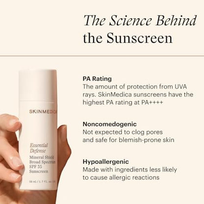 SkinMedica Essential Defense Mineral Shield SPF 35 Face Sunscreen - Sheer Mineral Sunscreen with Lightweight Broad Spectrum UVA/UVB Protection for Sensitive Skin (1.85 Oz) Avelisse