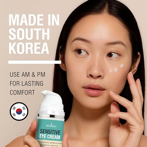 NOVEHA Hydrating Eye Cream for Sensitive Skin - 30 ml / 1 oz - Vegan Ceramide Eye Moisturizer for Dry Eyelids & Under Eyes, Anti-Aging, Fragrance-Free Avelisse
