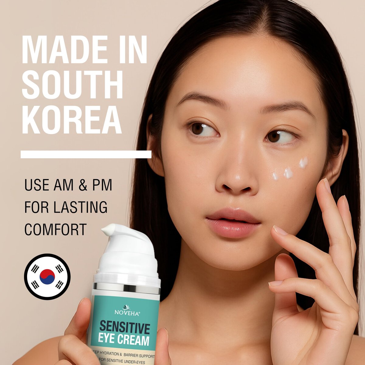 NOVEHA Hydrating Eye Cream for Sensitive Skin - 30 ml / 1 oz - Vegan Ceramide Eye Moisturizer for Dry Eyelids & Under Eyes, Anti-Aging, Fragrance-Free Avelisse