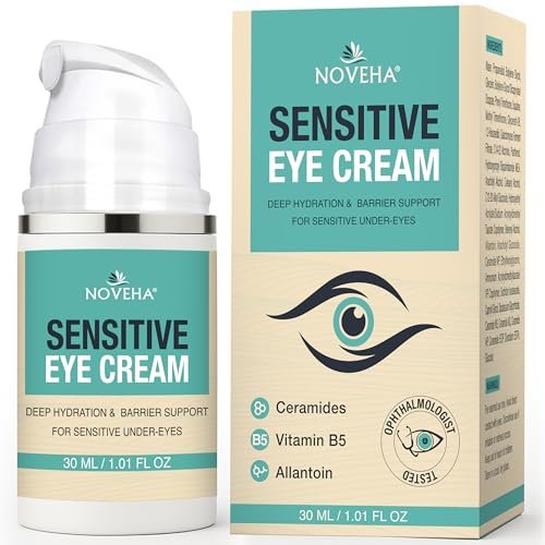 NOVEHA Hydrating Eye Cream for Sensitive Skin - 30 ml / 1 oz - Vegan Ceramide Eye Moisturizer for Dry Eyelids & Under Eyes, Anti-Aging, Fragrance-Free Avelisse