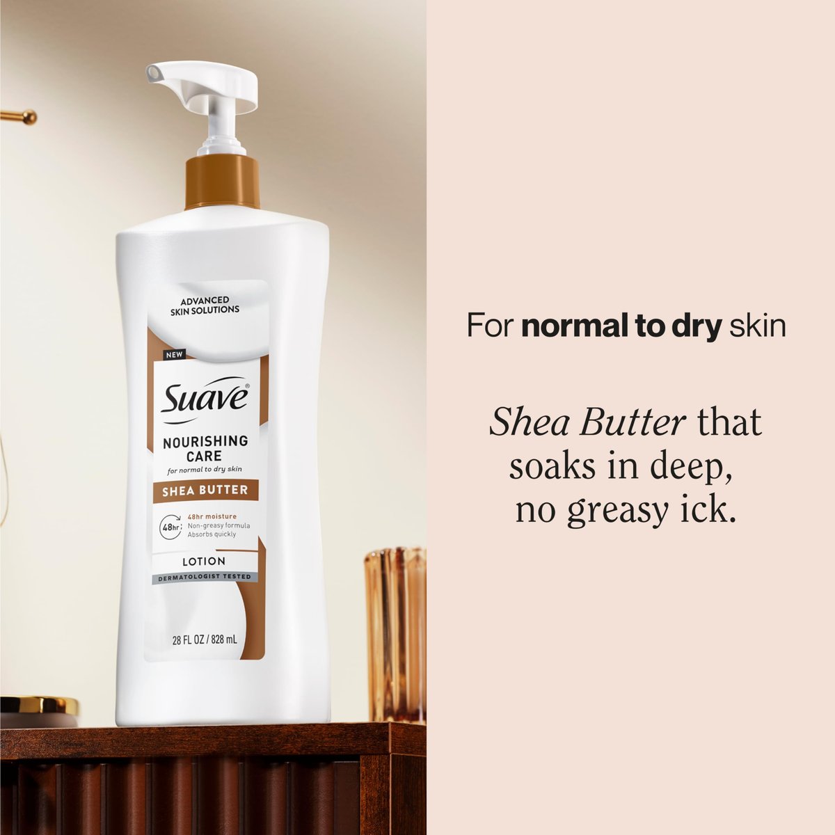 Suave Nourishing Care Hand & Body Lotion with Shea Butter, Deep Moisture for Dry Skin, Fast Absorbing, Hypoallergenic, 28 FL OZ (4 Pack) Avelisse