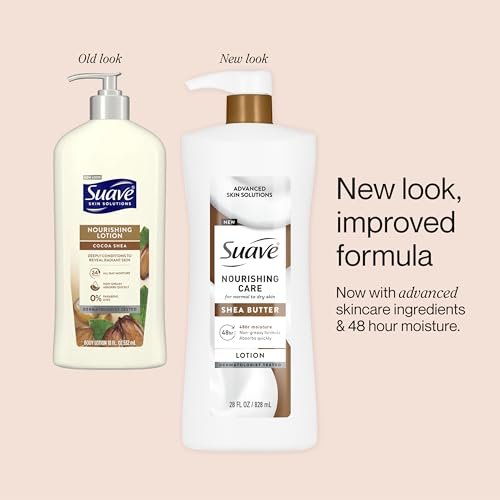 Suave Nourishing Care Hand & Body Lotion with Shea Butter, Deep Moisture for Dry Skin, Fast Absorbing, Hypoallergenic, 28 FL OZ (4 Pack) Avelisse