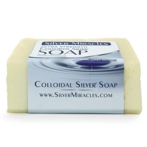 Silver Miracles Extra Strength Colloidal Silver Soap - Unscented Natural Nano Silver Face & Body Cleanser, 6.5 oz Avelisse