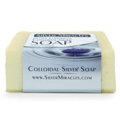 Silver Miracles Extra Strength Colloidal Silver Soap - Unscented Natural Nano Silver Face & Body Cleanser, 6.5 oz Avelisse