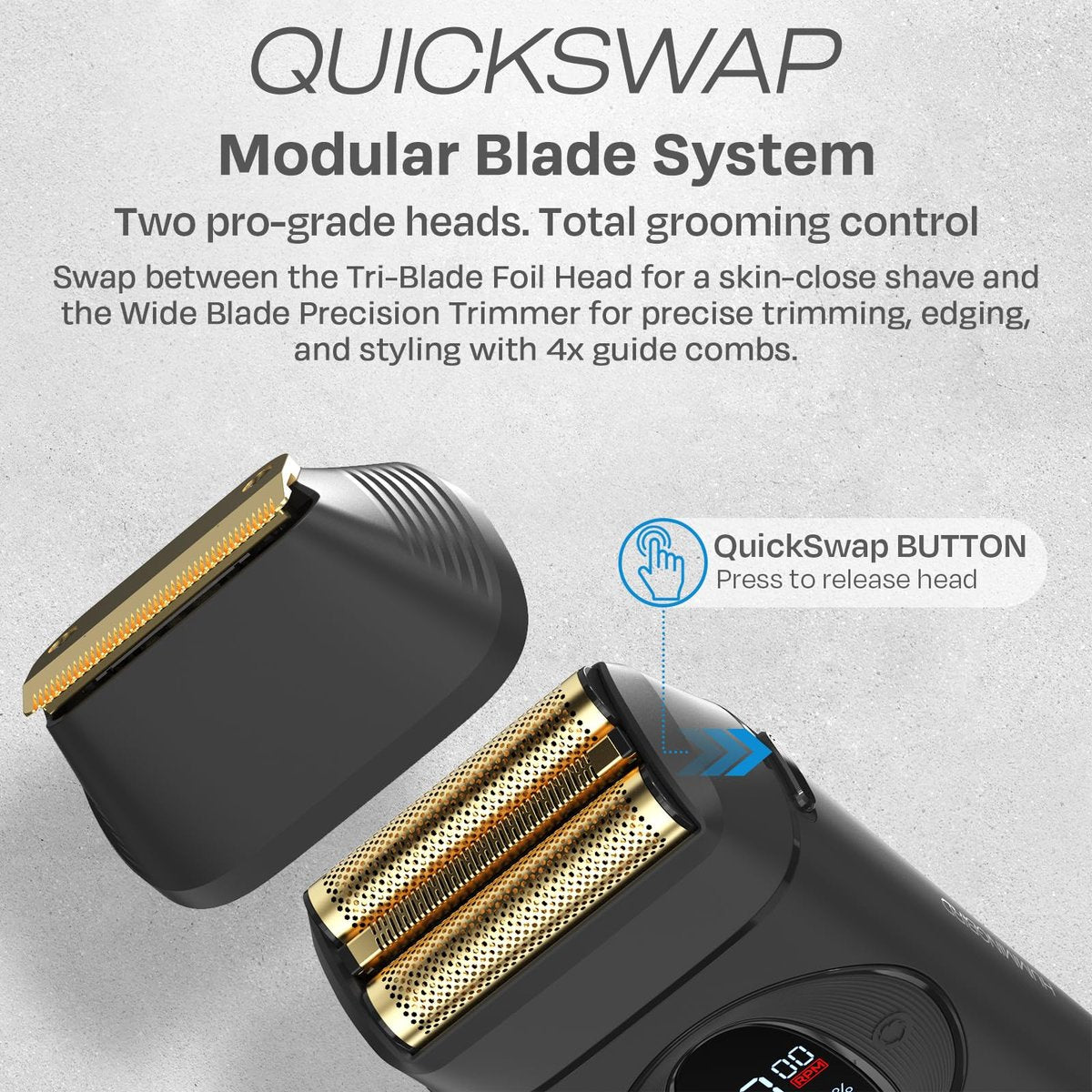HUMMINGBIRD MK17 DualPro Foil Shaver & Beard Trimmer for Men – Gold Titanium Blades, Turbo Shaving & Torque Control, Metal Body, Digital Battery & RPM Display, Wet/Dry, USB-C & Wireless Charging Dock Avelisse