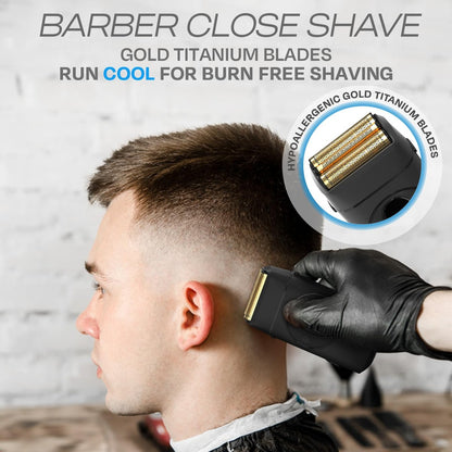 HUMMINGBIRD MK17 DualPro Foil Shaver & Beard Trimmer for Men – Gold Titanium Blades, Turbo Shaving & Torque Control, Metal Body, Digital Battery & RPM Display, Wet/Dry, USB-C & Wireless Charging Dock Avelisse