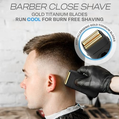 HUMMINGBIRD MK17 DualPro Foil Shaver & Beard Trimmer for Men – Gold Titanium Blades, Turbo Shaving & Torque Control, Metal Body, Digital Battery & RPM Display, Wet/Dry, USB-C & Wireless Charging Dock Avelisse