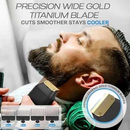 HUMMINGBIRD MK17 DualPro Foil Shaver & Beard Trimmer for Men – Gold Titanium Blades, Turbo Shaving & Torque Control, Metal Body, Digital Battery & RPM Display, Wet/Dry, USB-C & Wireless Charging Dock Avelisse