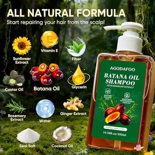 Batana Oil & Rosemary Shampoo for Hair Growth – Reduces Hair Loss, Restores Vitality, Stimulates Regrowth for Men & Women (10.58 fl oz) - görsel 10