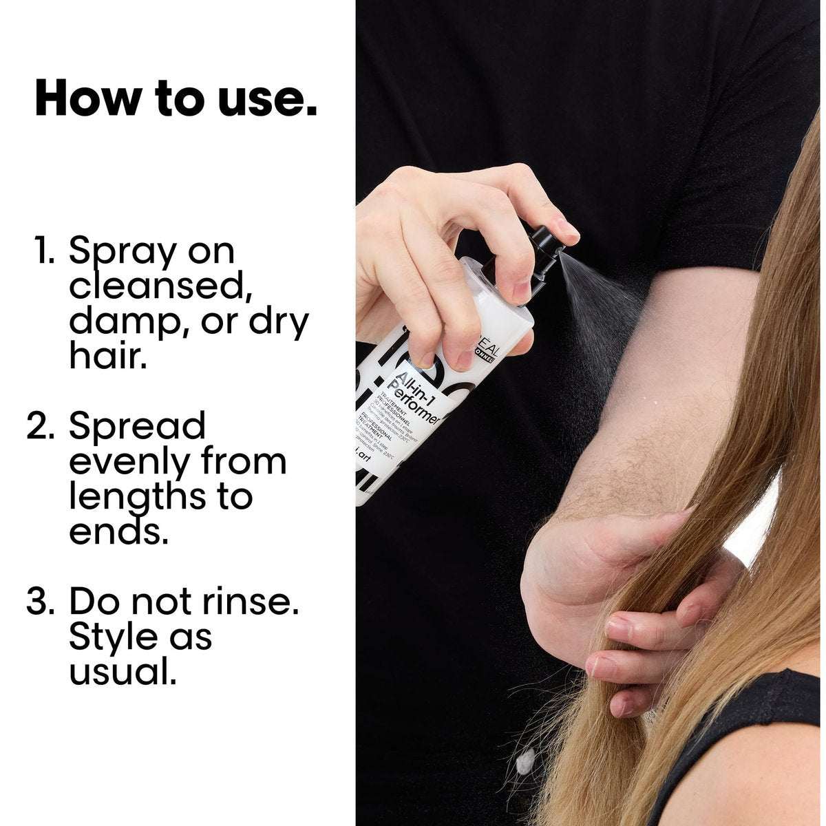 L'Oréal Professionnel Tecni.art All-in-1 Performer Styling Treatment Spray – 30 Benefits in 1, Leave-In, Heat Protection up to 450°F, Anti-Frizz, Shine, Conditioning & Detangling Avelisse